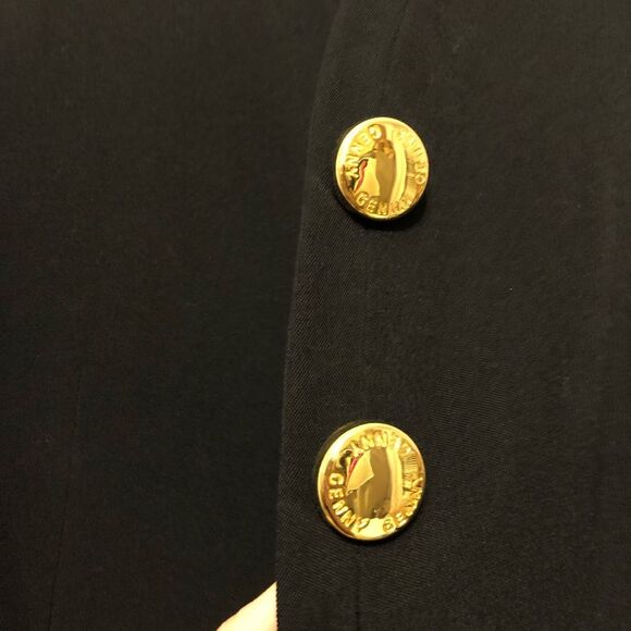 VINTAGE 80s Genny Black Blazer Skirt Suit Set Sz 6 2piece Monochrome Office CEO - Picture 7 of 15